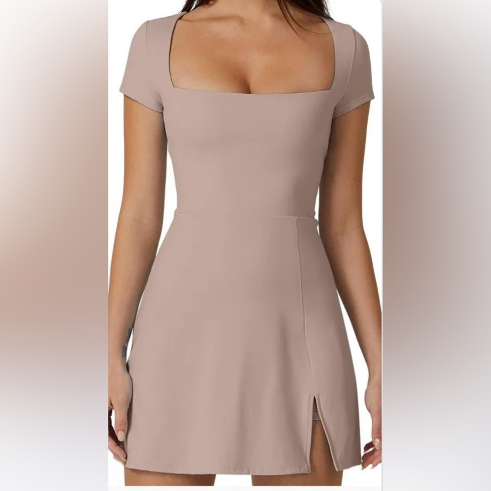 NWT Qinsen Women’s Square Neck Skort Dress